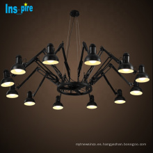 Lámpara colgante creativa American Retro Iron Art Spider Chandelier